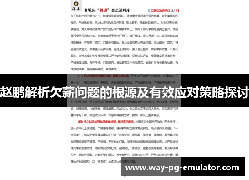 赵鹏解析欠薪问题的根源及有效应对策略探讨 赵鹏解析欠薪问题的根源及有效应对策略探讨